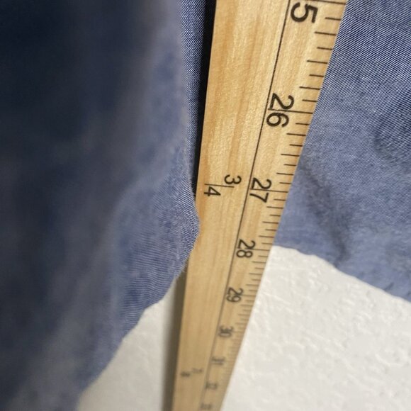 J Jill Chambray Tunic Top Womens L Blue Cotton Button Up Roll Tab Sleeves - Picture 6 of 9
